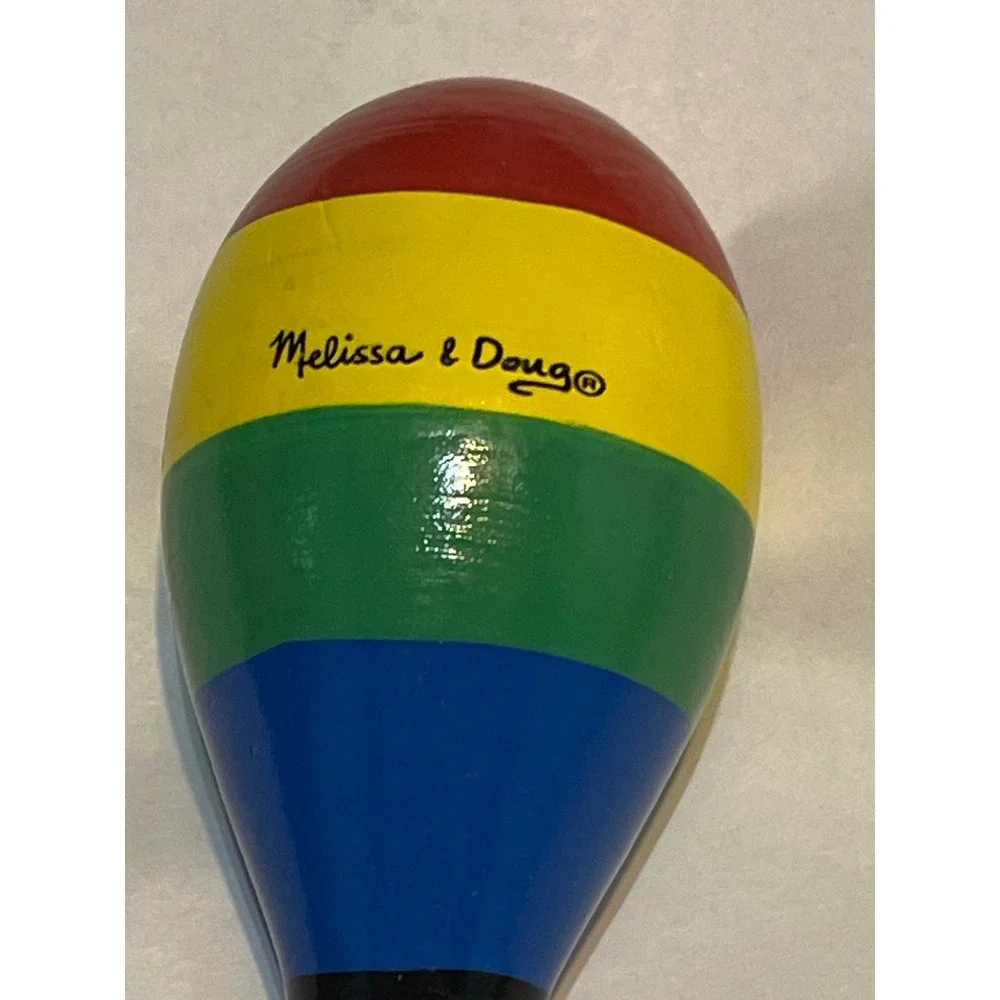 Melissa & Doug Wooden Rainbow Maraca Percussion‎ Musical Toy KM24177 Multicolor